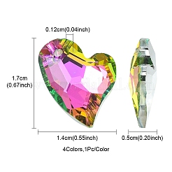4Pcs 4 Colors Electroplated Glass Pendants&nbsp;EGLA-YW0001-60