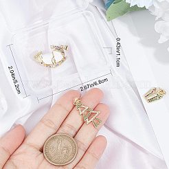 6Pcs 3 Style Christmas Theme Brass Micro Pave Cubic Zirconia Pendants&nbsp;ZIRC-CN0001-02
