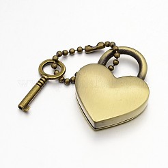 Heart Lock & Key Zinc Alloy Key Clasps&nbsp;KEYC-O009-14