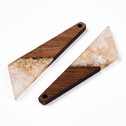 Transparent Resin & Walnut Wood Pendants&nbsp;RESI-N039-70A