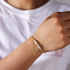 Chic Brass & Imitation Pearl Bead Stretch Bracelets&nbsp;GI8988