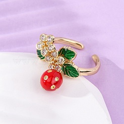 Brass Micro Pave Cubic Zirconia Open Cuff Rings for Women&nbsp;RJEW-U057-16G