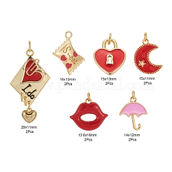 12Pcs 6 Style Real 18K Gold Plated Brass Enamel Pendants&nbsp;KK-LS0001-43