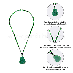 4Pcs Resin Imitation Gemstone Maitreya Buddha Pendant Necklace&nbsp;NJEW-FI0001-62A