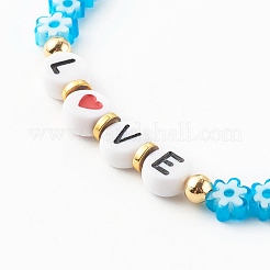 Valentine's Day Handmade Millefiori Glass Beaded Stretch Bracelets&nbsp;BJEW-JB06213