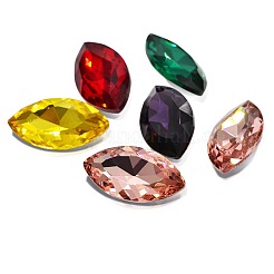 Faceted Horse Eye Glass Pointed Back Rhinestone Cabochons&nbsp;RGLA-A011-17x32mm-SM