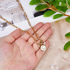 Brass Pave Clear Cubic Zirconia White Enamel Moon Butterfly Heart Pendant Necklaces&nbsp;NJEW-HS00017