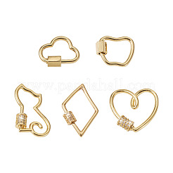 5Pcs 5 Styles Brass Screw Carabiner Lock Charms&nbsp;KK-FW0001-12