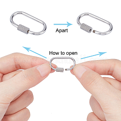 304 Stainless Steel Screw Carabiner Lock Charms&nbsp;STAS-UN0015-02P