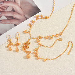 Vintage Brass Round Tassels Bracelets & Earrings & Necklaces Sets for Women&nbsp;TN8845