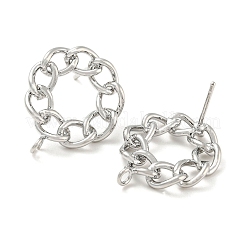 Brass Hollow Donut Stud Earring Findings&nbsp;KK-K351-21P