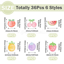 36Pcs 6 Styles Fruit Theme Transparent Resin Cabochons&nbsp;RESI-TADJ0001-27