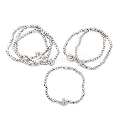 Brass Round Beads Stretch Bracelets&nbsp;BJEW-A034-05P