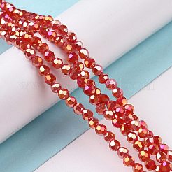 Faceted(32 Facets) Round Full Plated Electroplate Glass Beads Strands&nbsp;EGLA-J130-FP01