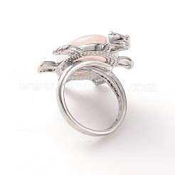 Tortoise Platinum Tone Brass Natural & Synthetic Mixed Stone Wide Band Finger Rings&nbsp;RJEW-M130-M
