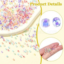 120G 10 Colors Transparent Colours Rainbow Plated Round Hole Glass Bugle Beads&nbsp;SEED-CJ0001-27