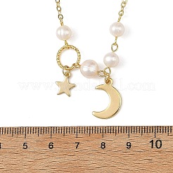 Brass Moon Star Pendant Cable Chains Necklaces for Women&nbsp;NJEW-JN06520