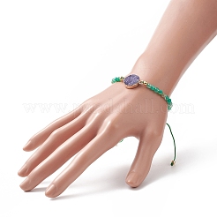 5Pcs 5 Color Dyed Natural Drusy Agate Flat Round Link Bracelets Set&nbsp;BJEW-JB09275