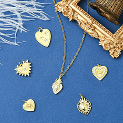 6Pcs 6 Styles Rack Plating Brass & Cubic Zirconia Pendants&nbsp;KK-SC0006-93