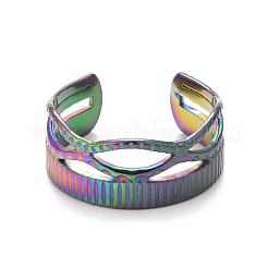 Ion Plating(IP) 304 Stainless Steel Oval Wrap Open Cuff Ring for Women&nbsp;RJEW-C025-30M