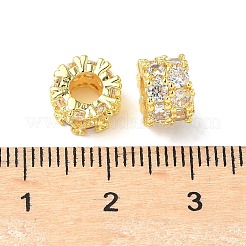 Brass Micro Pave Cubic Zirconia Rondelle European Beads&nbsp;KK-A254-18G