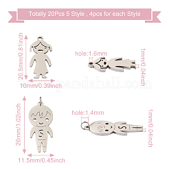 20Pcs 5 Style 304 Stainless Steel Pendants & Link Connectors&nbsp;STAS-PJ0001-19