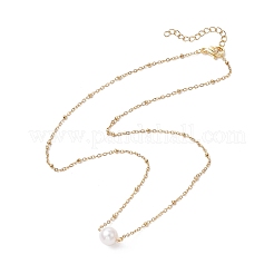 Round Natural Cultured Freshwater Pearl Pendant Necklaces&nbsp;X-NJEW-JN04966