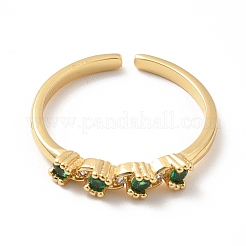 Cubic Zirconia Flat Round Open Cuff Ring&nbsp;RJEW-H101-05G