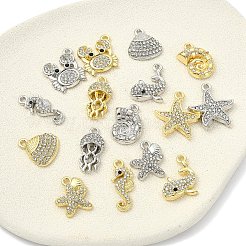 16Pcs 2 Colors 8 Styles Alloy Crystal Rhinestone Pendants&nbsp;FIND-YW0012-53