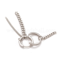 Anti-Tarnish Rhodium Plated 925 Sterling Silver Huggie Hoop Earrings&nbsp;EJEW-H101-03P