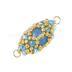 Dyed Natural Malaysia Jade & Glass Seed Beads Connector Charms&nbsp;PALLOY-MZ01403-03