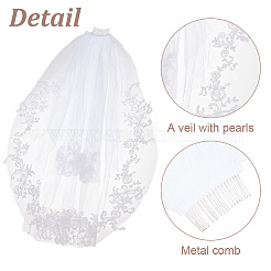 Nylon Mesh Bridal Veils with Hair Comb&nbsp;AJEW-WH0258-993