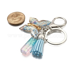 26Pcs Transparent Epoxy Resin & Transparent Acrylic & Faux Suede Tassel Keychain&nbsp;KEYC-JKC01202-09