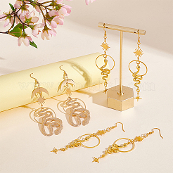 2 Pairs 2 Style Sun & Moon Planet Alloy Dangle Earrings&nbsp;EJEW-AN0002-42
