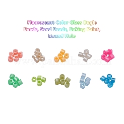 8000Pcs 10 Colors Fluorescent Color Glass Bugle Beads&nbsp;SEED-YW0001-32