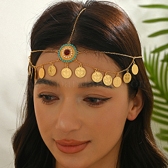 Elegant Middle Eastern Style Ramadan Zinc Alloy & Brass Coin Tassel Charm Head Women's Jewelry Chains&nbsp;FX1267