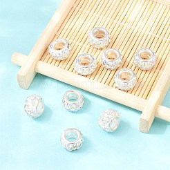 Polymer Clay Rhinestone European Large Hole Beads with Silver Color Plated Brass Cores&nbsp;FPDL-R002-15