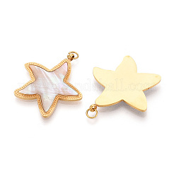 304 Stainless Steel Pave Natural Shell Pendants&nbsp;STAS-N115-22A-G