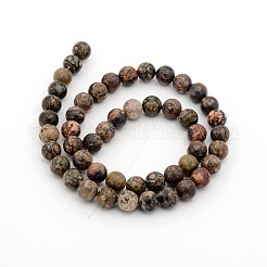 Natural Leopard Skin Jasper Round Bead Strands&nbsp;G-P070-77-4mm