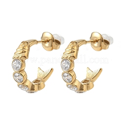 304 Stainless Steel & Clear Cubic Zirconia Dangle Stud Earrings&nbsp;EJEW-G468-04G