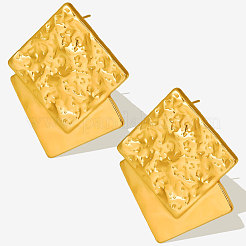 304 Stainless Steel Square with Groove Stud Earrings&nbsp;QW7616-2