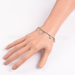 Moon & Star Stainless Steel Gemstone Charm Bracelets&nbsp;BJEW-JB01935