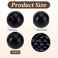 150Pcs Spray Painted Round Natural Schima Wood Beads&nbsp;WOOD-PA0001-69B