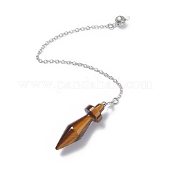 Natural Tiger Eye Pointed Dowsing Pendulums&nbsp;AJEW-B020-05P-02