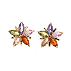 Brass Micro Pave Cubic Zirconia Stud Earrings&nbsp;EJEW-R018-10G-03