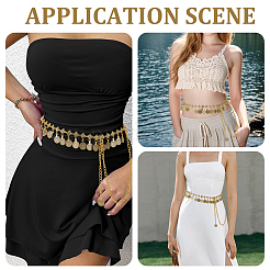 1Pc Ethnic Style Alloy & Iron Coin Tassel Waist Body Chains for Women&nbsp;AJEW-GF0014-23