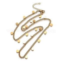 304 Stainless Steel Twisted Chain Necklaces with Disc Charm Tassel&nbsp;NJEW-R023-04G