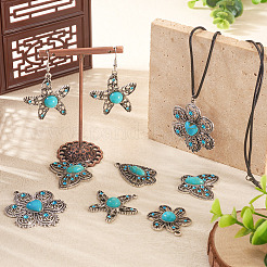 10Pcs 5 Styles Synthetic Turquoise Pendants&nbsp;TIBEP-TA0001-13
