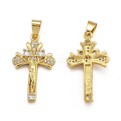Brass Micro Pave Clear Cubic Zirconia Pendants&nbsp;ZIRC-J025-49G