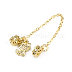 Brass Pave Clear Cubic Zirconia European Safety Chains with Charms&nbsp;KK-L236-16E-G